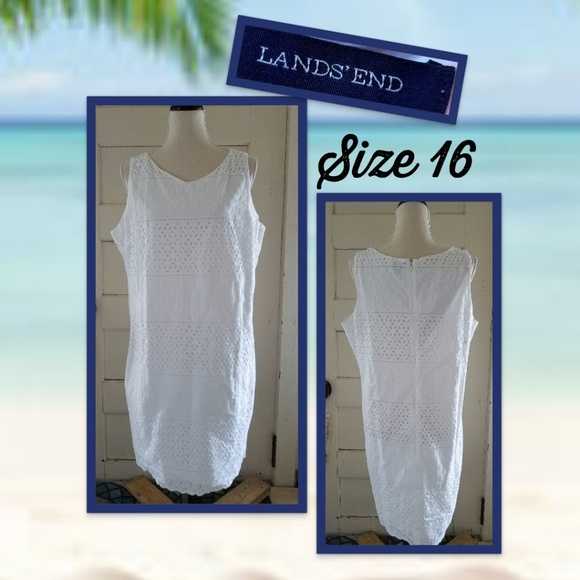 Lands' End Dresses & Skirts - Lands End White Eyelet Lace Sleeveless Dress